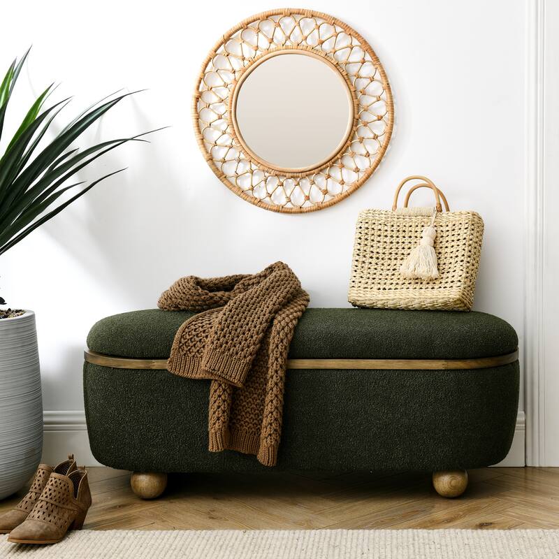 43.3'' Wide Upholstered Fabric Storage Bench with Safety Hinge