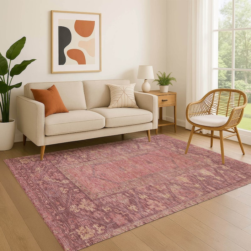 Premium Washable Super Soft Traditional Global Mayfield Rug - Blush - 8' x 10'