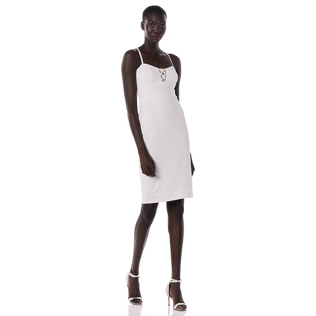 Shop Bebe Womens Ivory Illusions White Pencil Dress Sheath