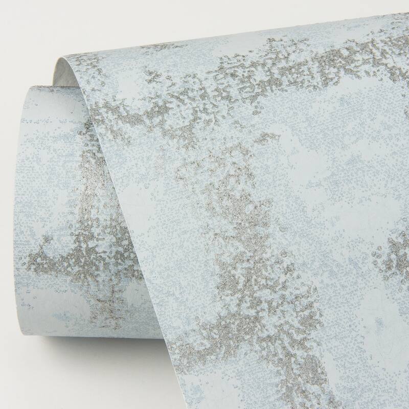 Scott Living Shea Sky Blue Distressed Geometric Wallpaper
