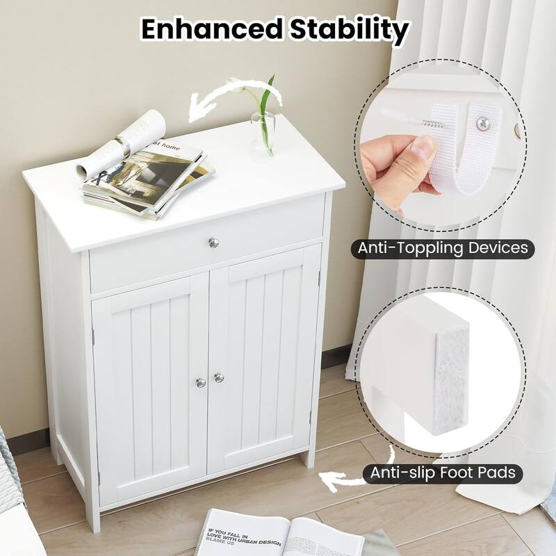 Bathroom Storage Cabinet Freestanding Towel Cabinet w/ Drawer