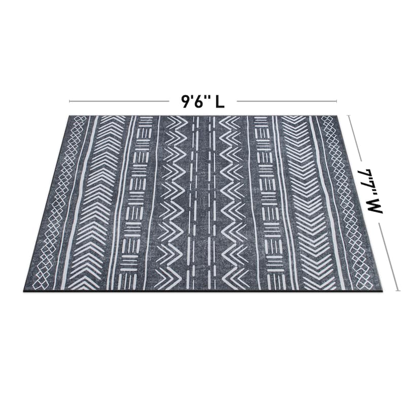 Contemporary Geometric Bohemian Machine Washable Area Rug