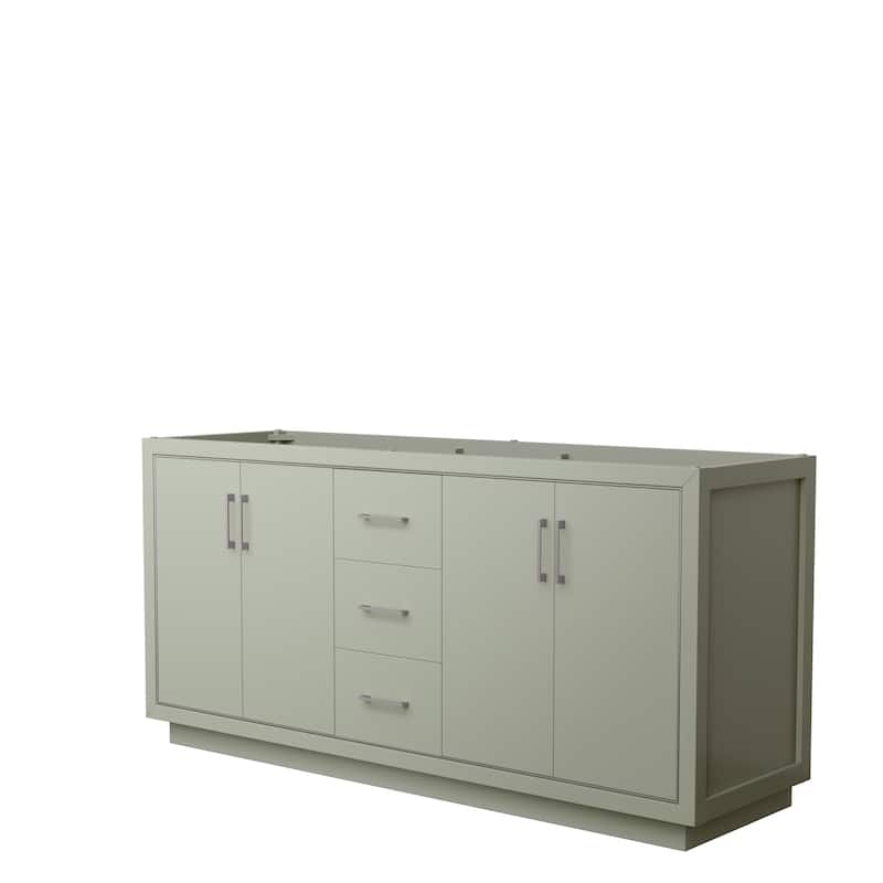 Icon Double Bathroom Vanity Cabinet, No Mirror - 72-Inch Double - Light Green, Brushed Nickel Trim, No Top