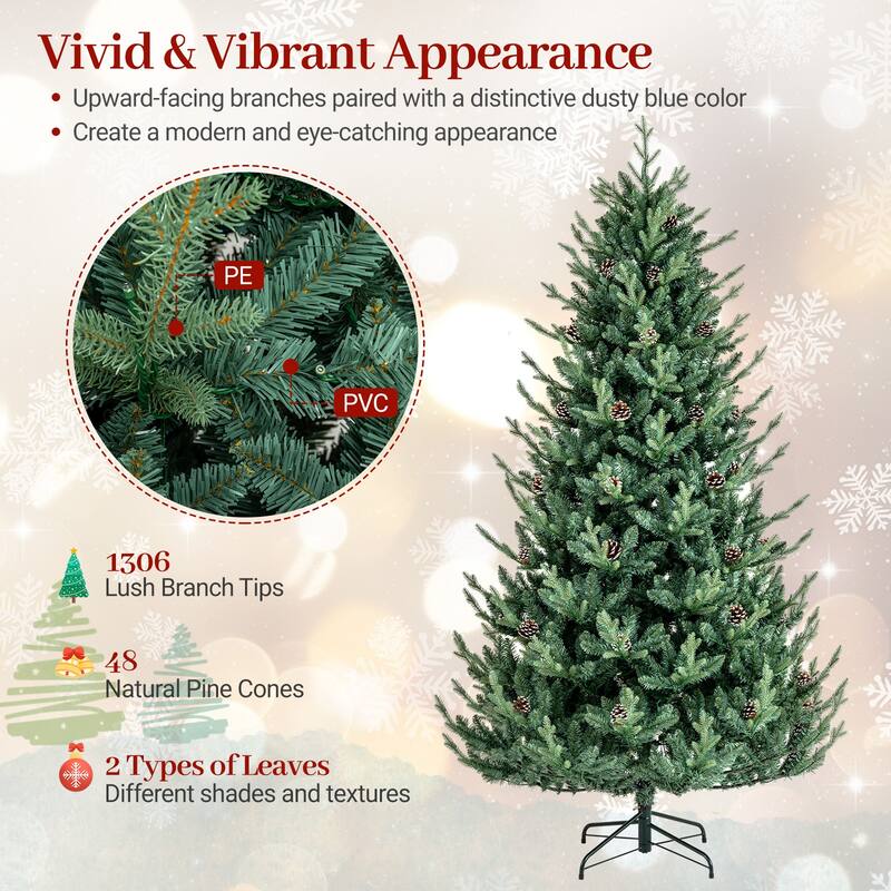 Gymax 7.5 FT Artificial Christmas Tree w/1306 Branch Tips 500 LED