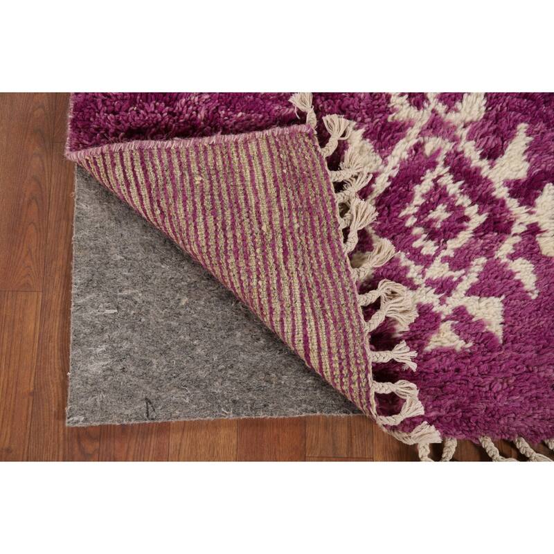 Purple Plush Moroccan Accent Rug Hand-Knotted Wool Carpet - 3'0" x 5'5"