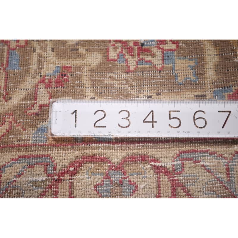 Mashad Persian Vintage Area Rug Handmade Floral Pink Wool Carpet - 9'2"x 13'5"