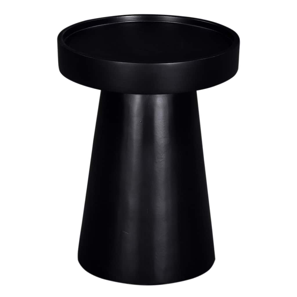 Glam Wooden End Table with Pedestal Base, Living Room Accent Side Table, Black