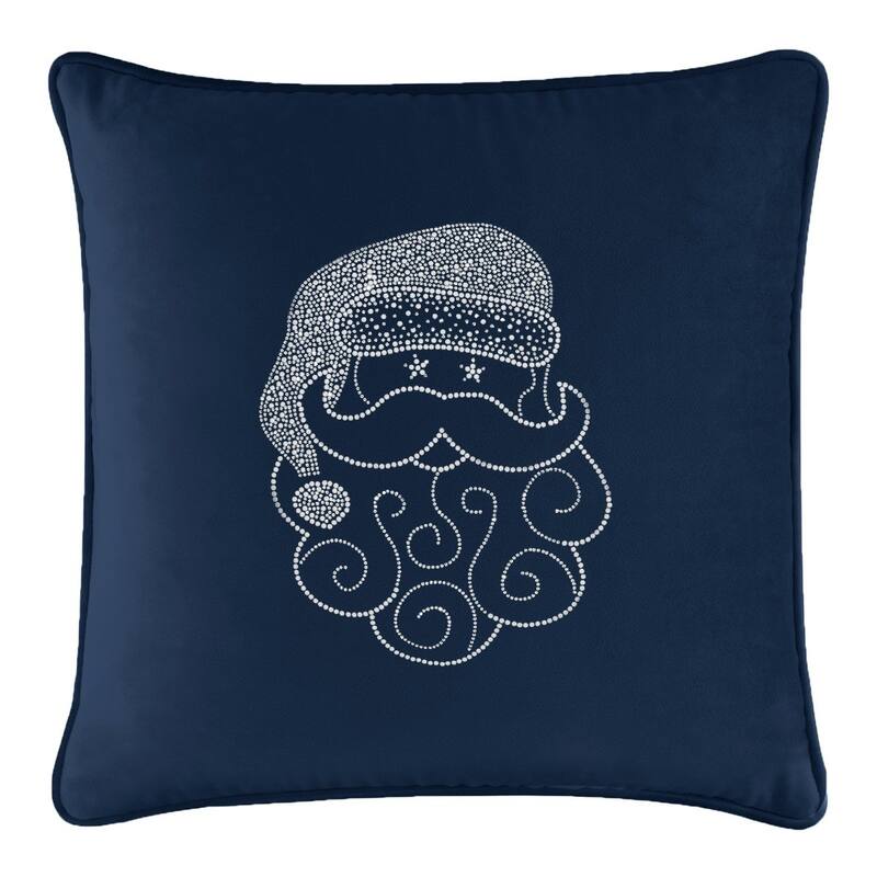 Sparkles Home Santa Rhinestone Pillow - Navy Blue - 20 x 20
