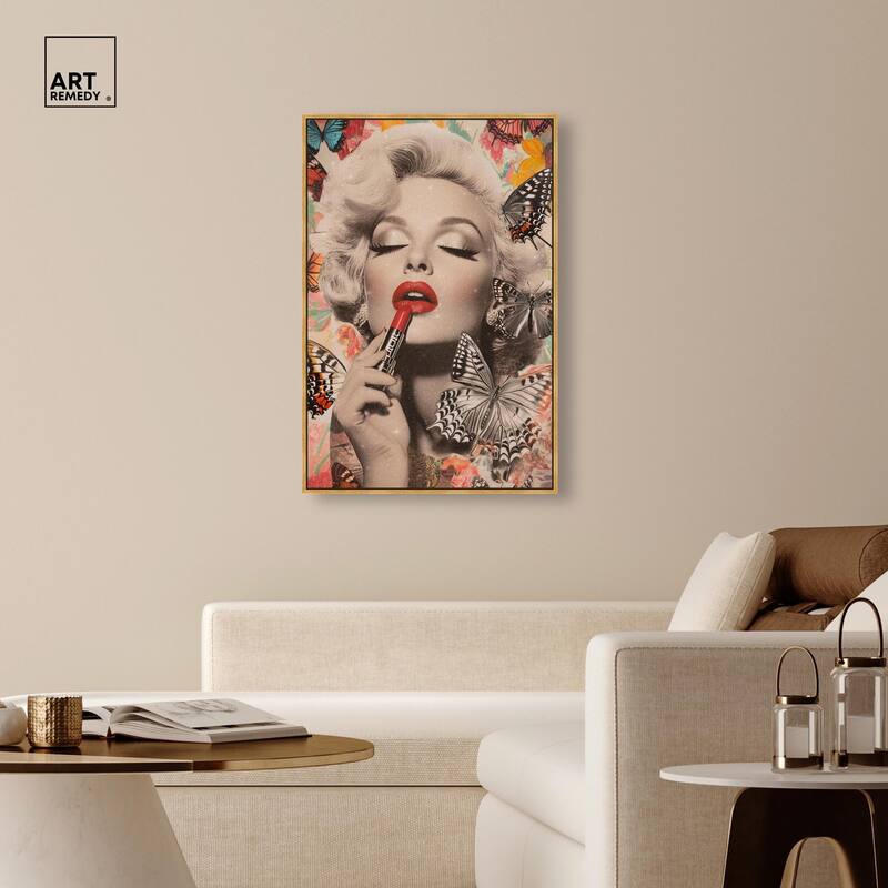 Iconic Lady Butterfly Collage Canvas by Art Remedy