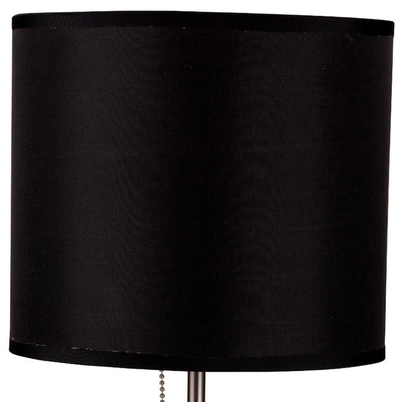 16" Silver Metal Candlestick Table Lamp With Black Classic Drum Shade - 9" x 9" x 16"