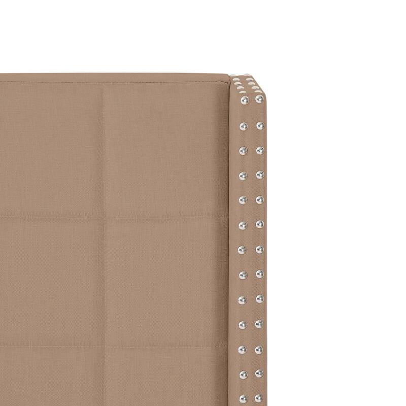 Javlergo Queen/King Size Adjustable Upholstered Headboard Modern Wingback Headboard with Double Nailhead Trimming