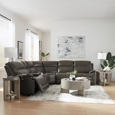 Bentley Leather Dual Power Reclining 6 Piece Sectional