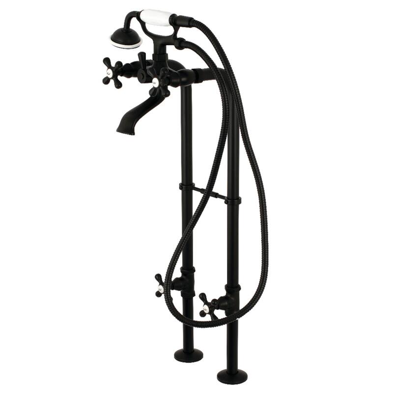Traditional Freestanding Tub Faucet with Supply Line and Stop Valve - Matte Black