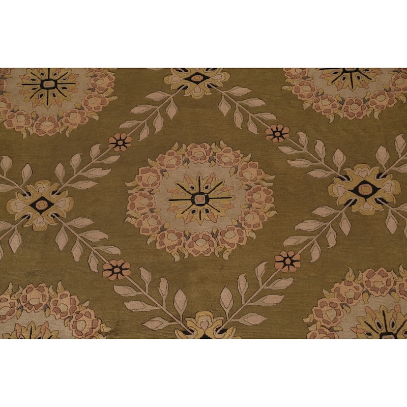All-Over Floral Nepalese Oriental Area Rug Handmade Wool Carpet - 8'10"x 11'8"
