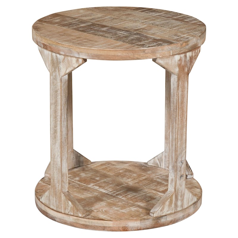 Rustic Modern Solid Wood Accent Table in Distressed Grey