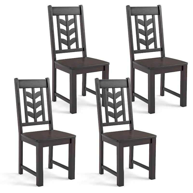 Set of 2/4 Wood Dining Chairs Modern Armless Kitchen Side Chairs - Brown - 4 pcs