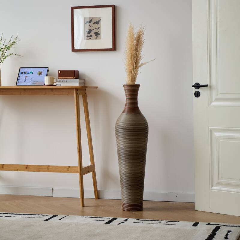 Hand-Woven PVC Rattan Floor Vase