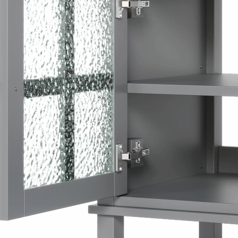 36" Bathroom Vanity with Ceramic Sink, Adjustable Shelf and Open Shelf, Solid Wood Legs, Waterproof Painted Finish