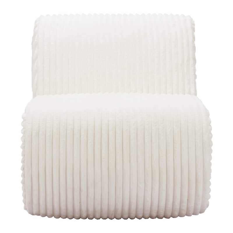 HomeRoots White Corduroy Contemporary Shaped Lounge Chair - 27.6" X 37" X 26.4"