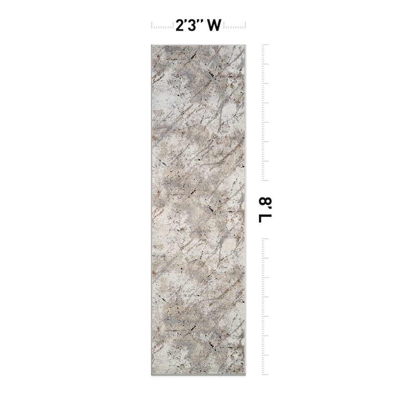 Marble Flow Area Rug - Rug for Living Room, Bedroom - Easy to Clean, Durable Polypropylene/Polyester with Jute Backing