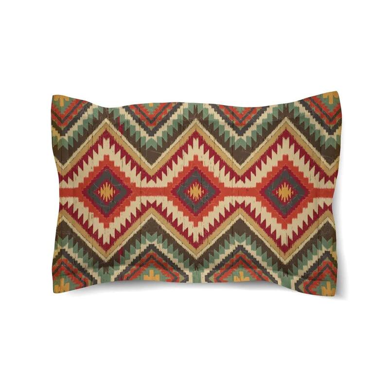 Laural Home Southwestern Pattern Comforter Pillow Sham - Green/Brown/Red - Standard