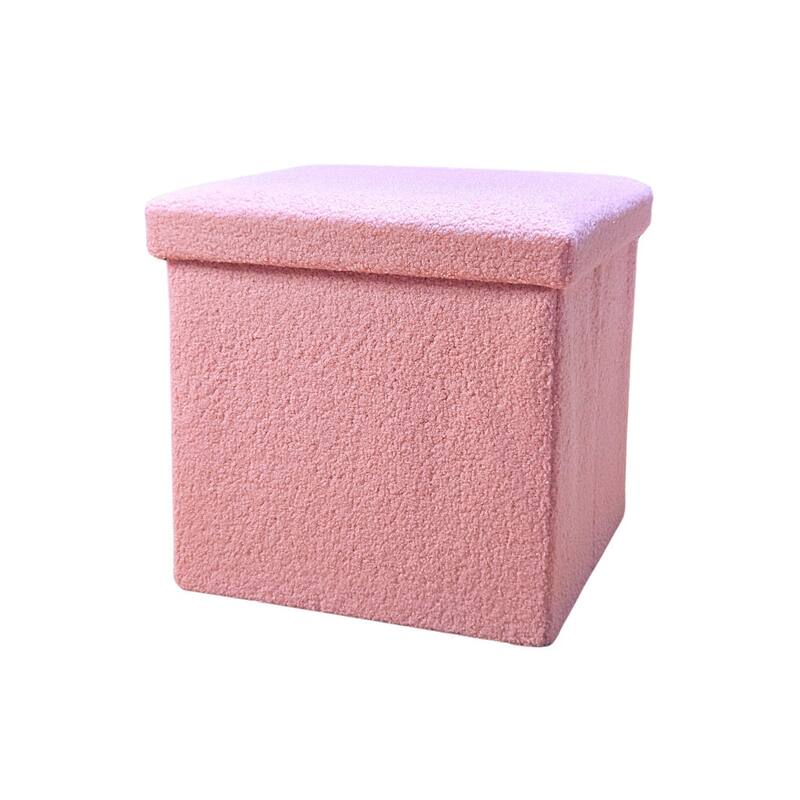 HomeRoots 15" White Boucle Cube Storage Ottoman