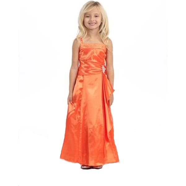 Tgi Kids S Orange Poly Satin Rhinestone Pin Junior Tgi Kids S Orange Poly Satin Rhinestone Pin Junior Bridesmaid Dress
