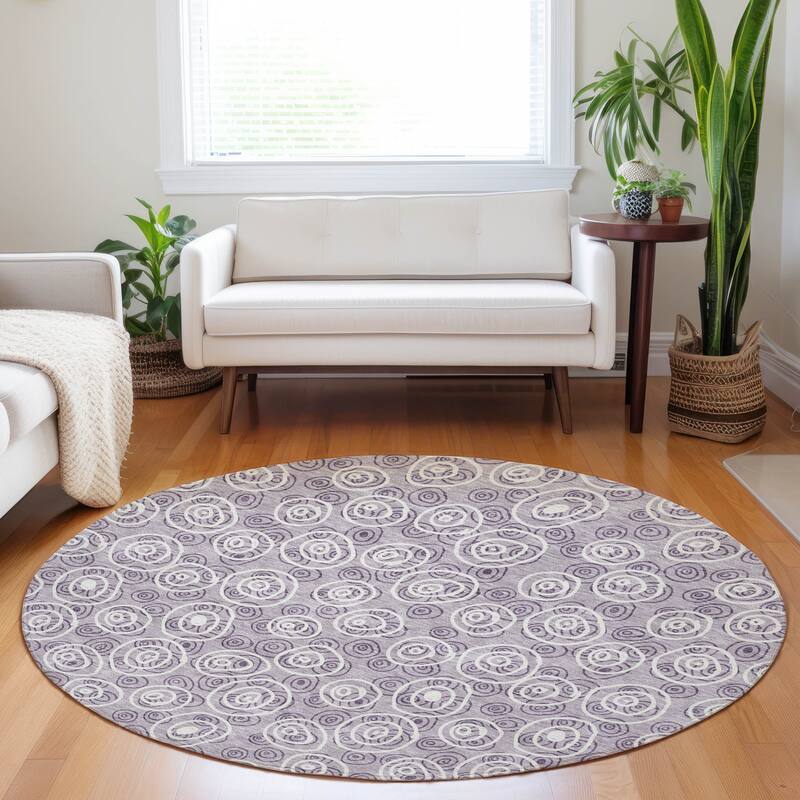 Premium Washable Super Soft Contemporary Zazzle Mayfield Rug - Lavender - 8' x 8' - Round