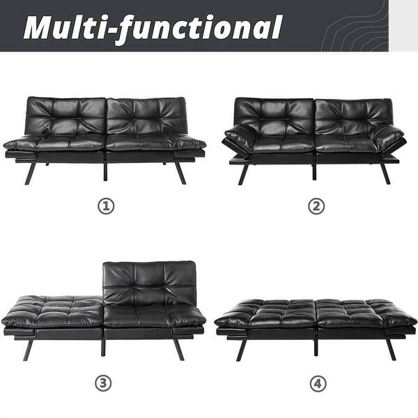 Convertible Sofa Bed Faux Leather futons Couch Memory Foam Sleeper