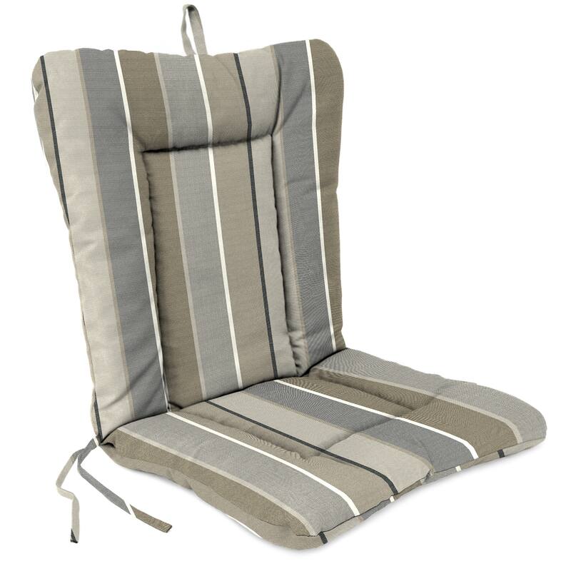 Sunbrella 21" x 38" Gray Stripe Outdoor Chair Cushion with Ties and Loop - 38'' L x 21'' W x 3.5'' H - Milano Char