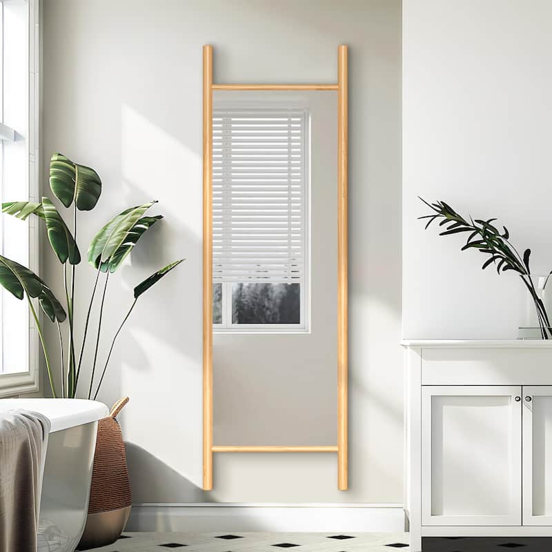 Wooden Frame Ladder-Style Wall Mirror - 64*21 - Wood