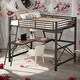 preview thumbnail 2 of 16, Modern Full Size Metal MDF Loft Bed With Built-in Desk And Shelf for Bedroom