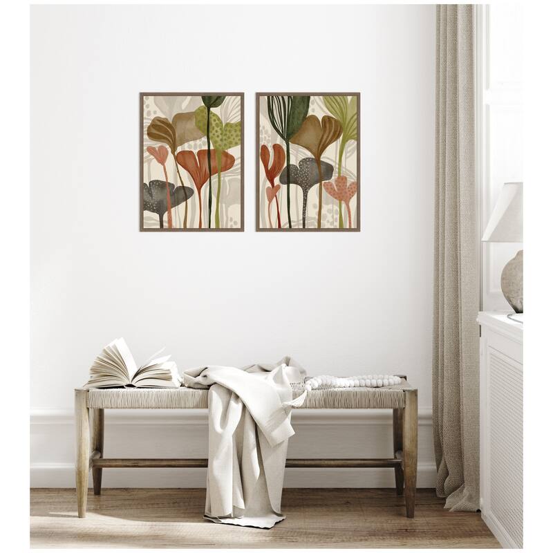 Kate and Laurel Earthen Botanicals 2 Piece Framed Canvas Wall Art Set by Nikita Jariwala