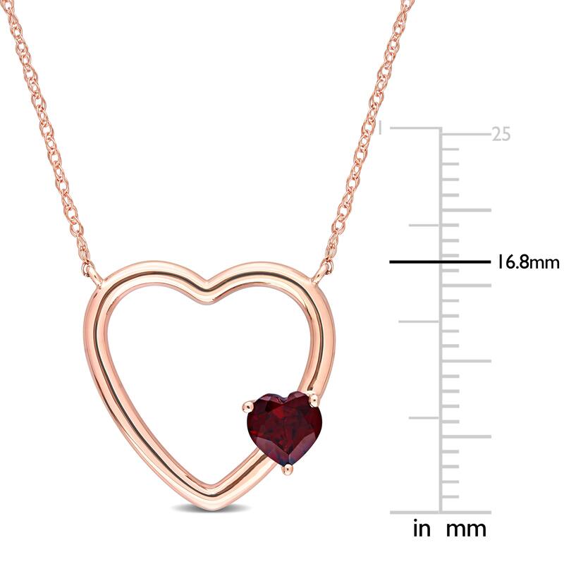 Miadora 10k Rose Gold Garnet Heart Necklace
