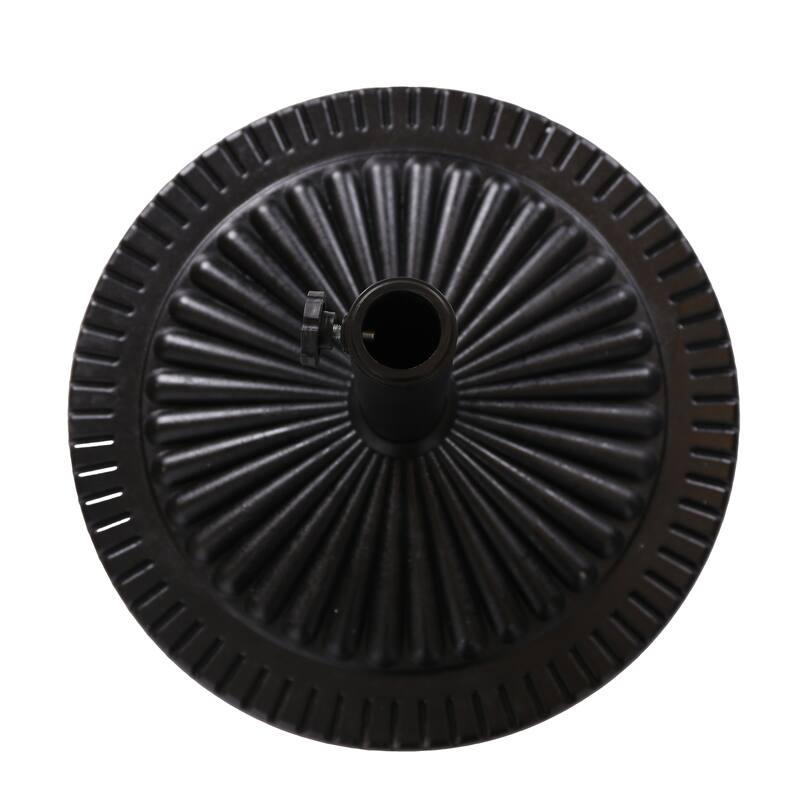 Roomfitters Black Rock Resin Outdoor Umbrella Base with Molded Details, Weather Resistant Stand, Black