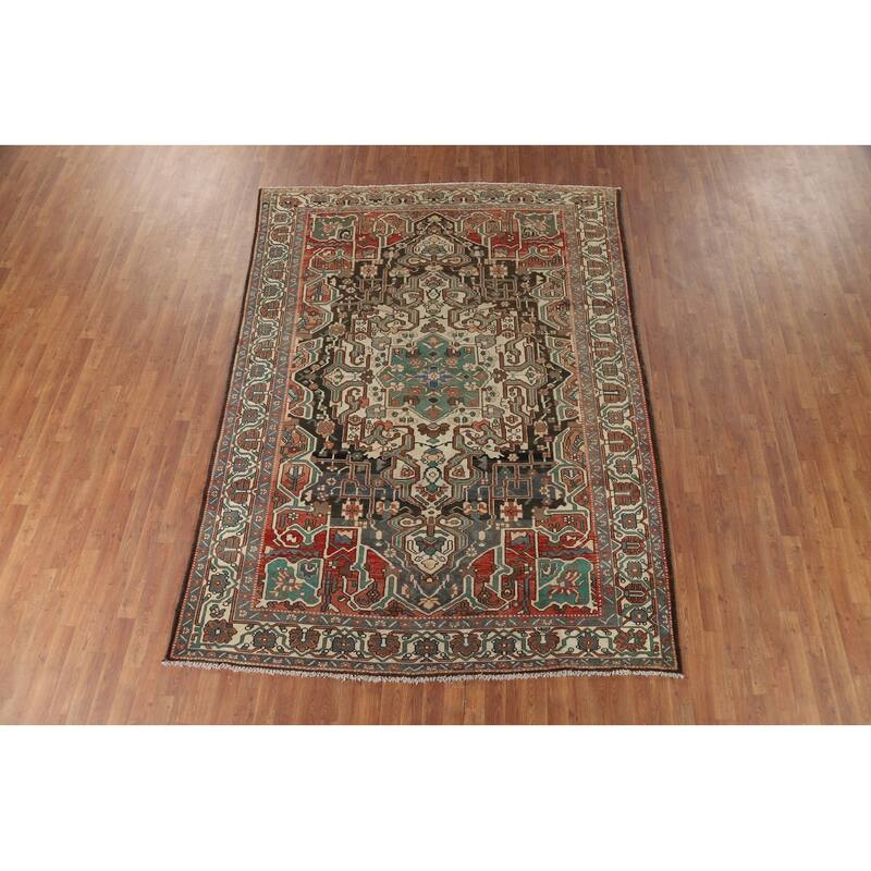 Bakhtiari Vintage Persian Area Rug Hand-Knotted Wool Carpet - 7'1" x 9'9"