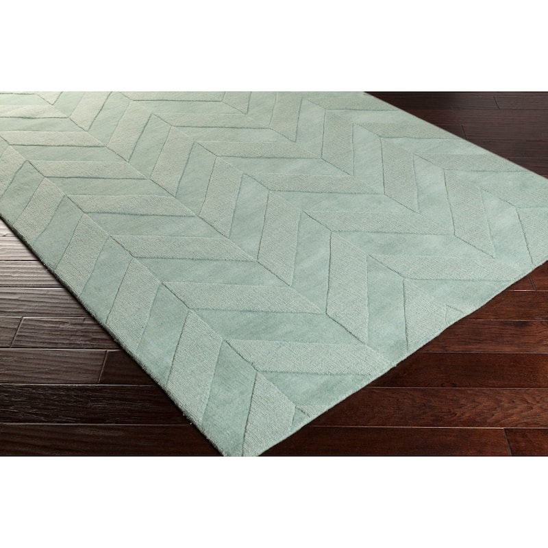 Hand-Woven Ann Tone-on-Tone Zig-Zag Wool Area Rug