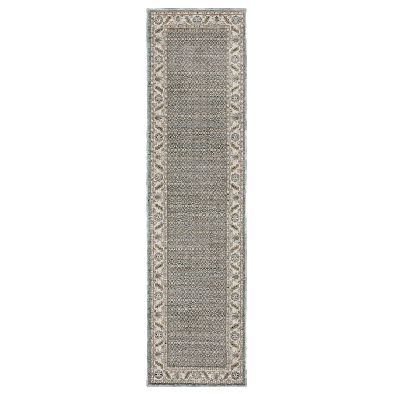 Style Haven Adalynn Bordered Floral Medallions Blue/ Ivory Area Rug - 2' 3" x 8'