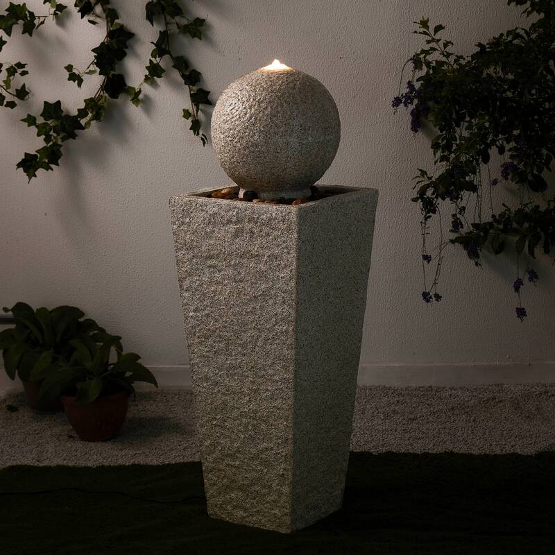 Demta Floating Sphere Oversized LED Fountain by Havenside Home - 40-INCH-Light Grey