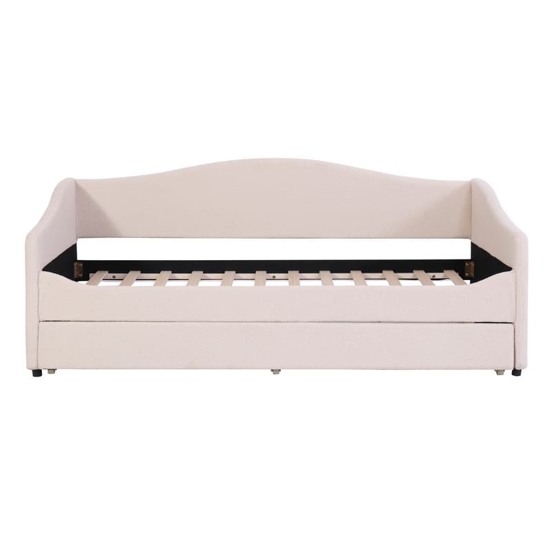 Teddy Fleece Twin Size Upholstered Daybed with Light,Trundle