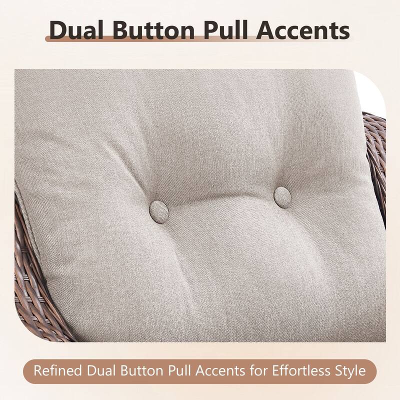 Artisan Patio Brown Wicker Sofa Conversation Set with 6-Inch Thick Cushions