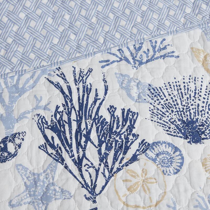 DESIGN STUDIO Key West Blue/Tan Cotton Quilt Set