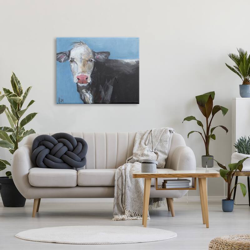 Stupell Farmhouse Dairy Cow Blue Painting Canvas Wall Art by Molly Susan Strong