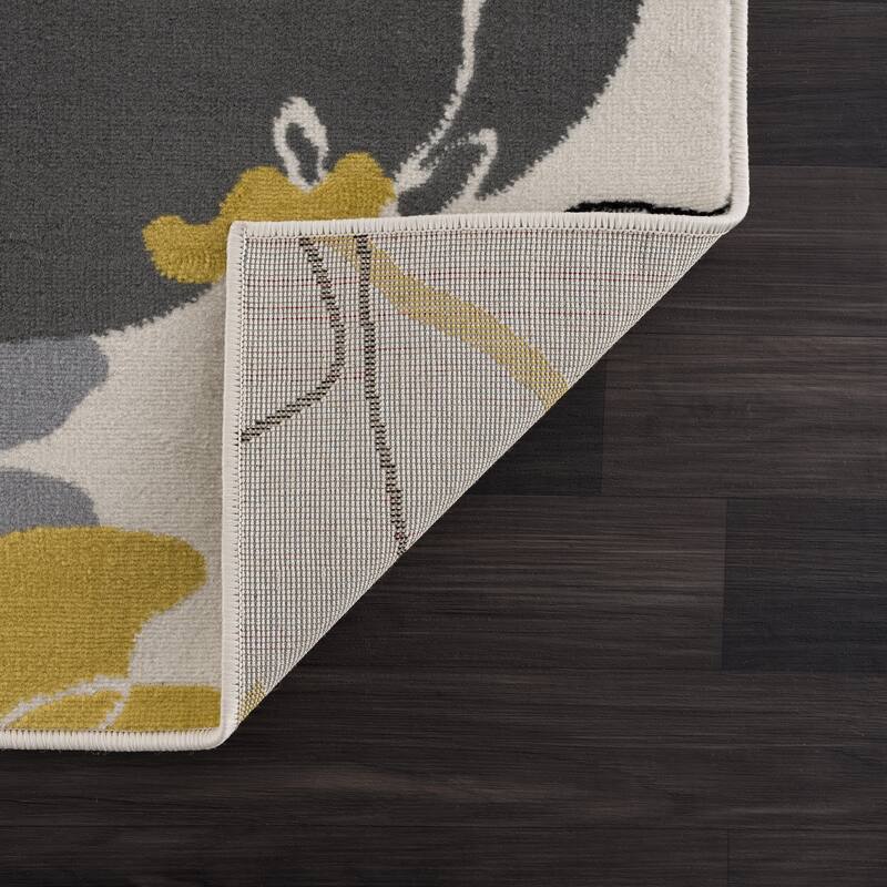 Beverly Rug Modern Multicolor Floral Indoor Area Rug with Jute Backing