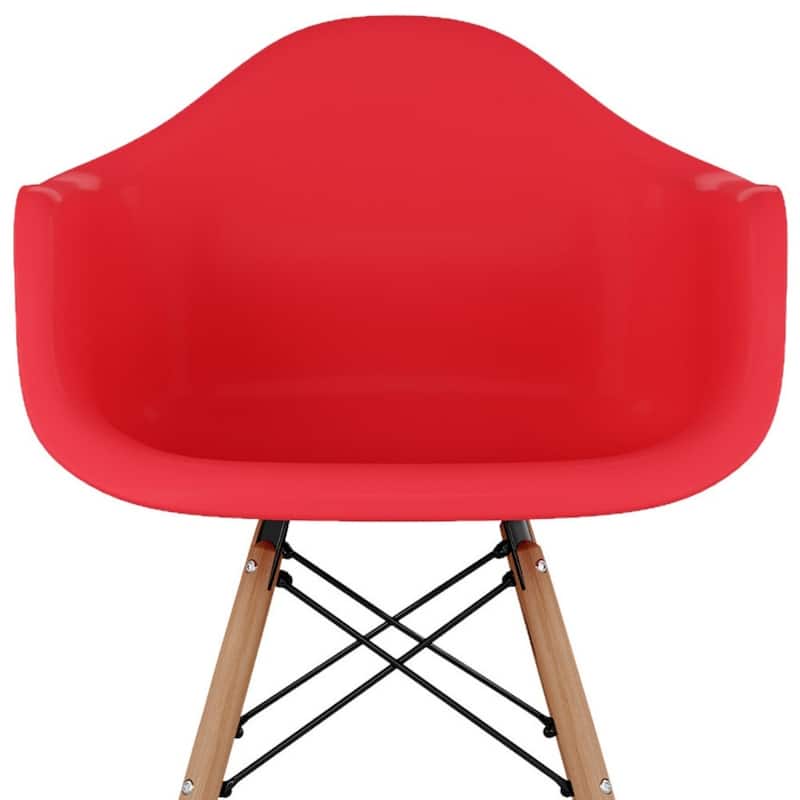 Wood Plastic Bucket Seat Counter Height Chair with Arms and Footrest - 19” x 23” x 47” (D x W x H)