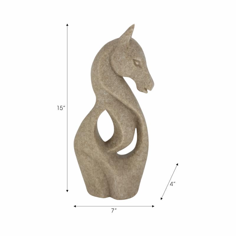 Decorative Horse Sculpture for Home Decor - Unique Decorative Objects - Beige - 7" x 4" x 15"