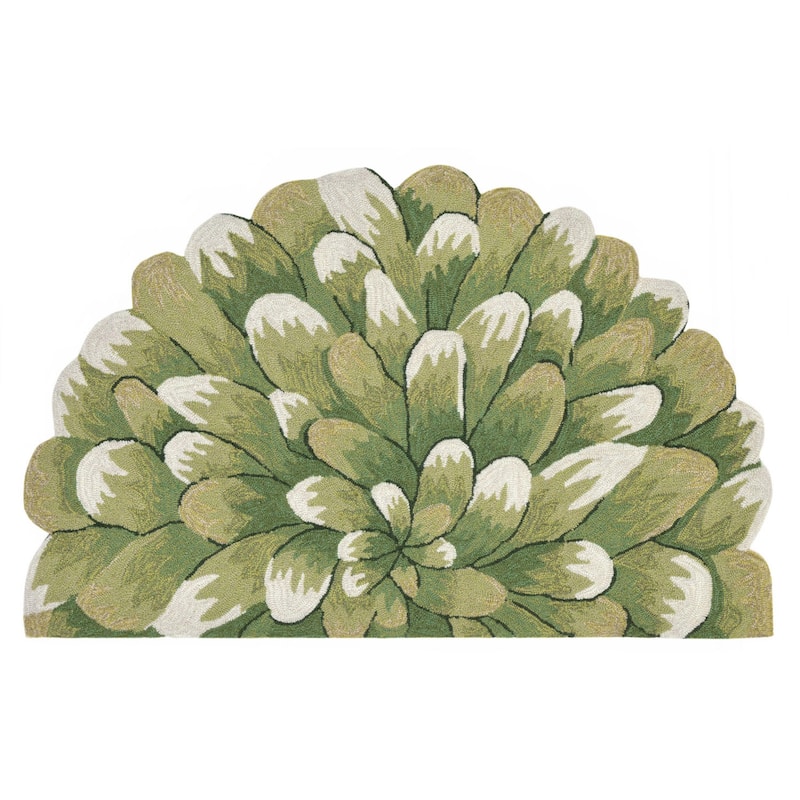 Liora Manne Frontporch Mum Indoor/Outdoor Rug Green 24"X36" 1/2 RD - 24"X36" 1/2 RD