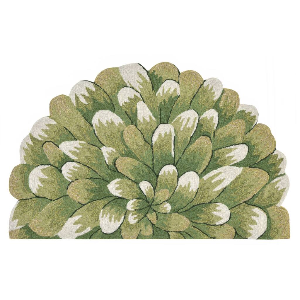 Liora Manne Frontporch Mum Indoor/Outdoor Rug Green 5' RD - 5' RD