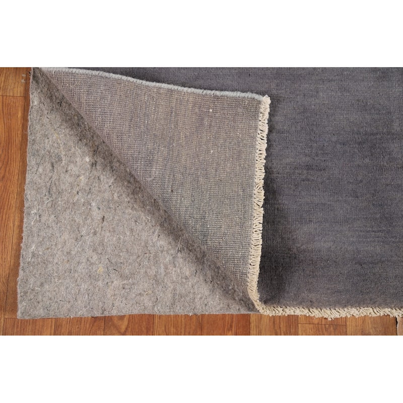 Gray Blue Gabbeh Modern Runner Rug Handmade Wool Carpet - 2'7" x 9'8"