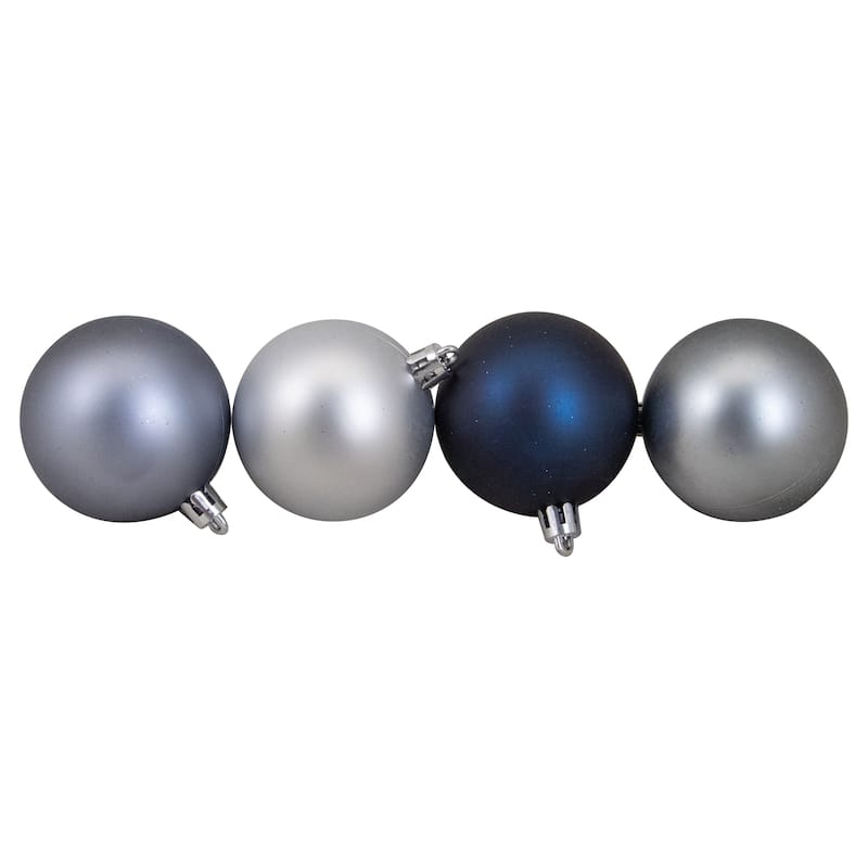 60ct Silver Blue Shatterproof 3-Finish Christmas Ball Ornaments 2.5"